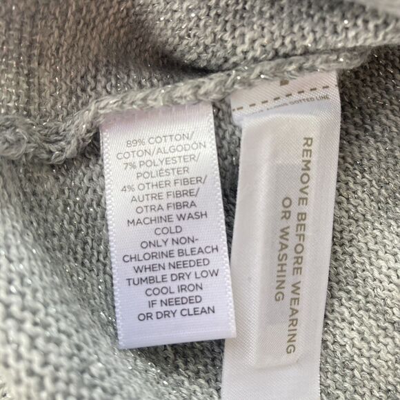 Ann Taylor LOFT Sweater Sz S Metallic Gray Sparkle Holiday Bell Sleeve Casual - Picture 5 of 9